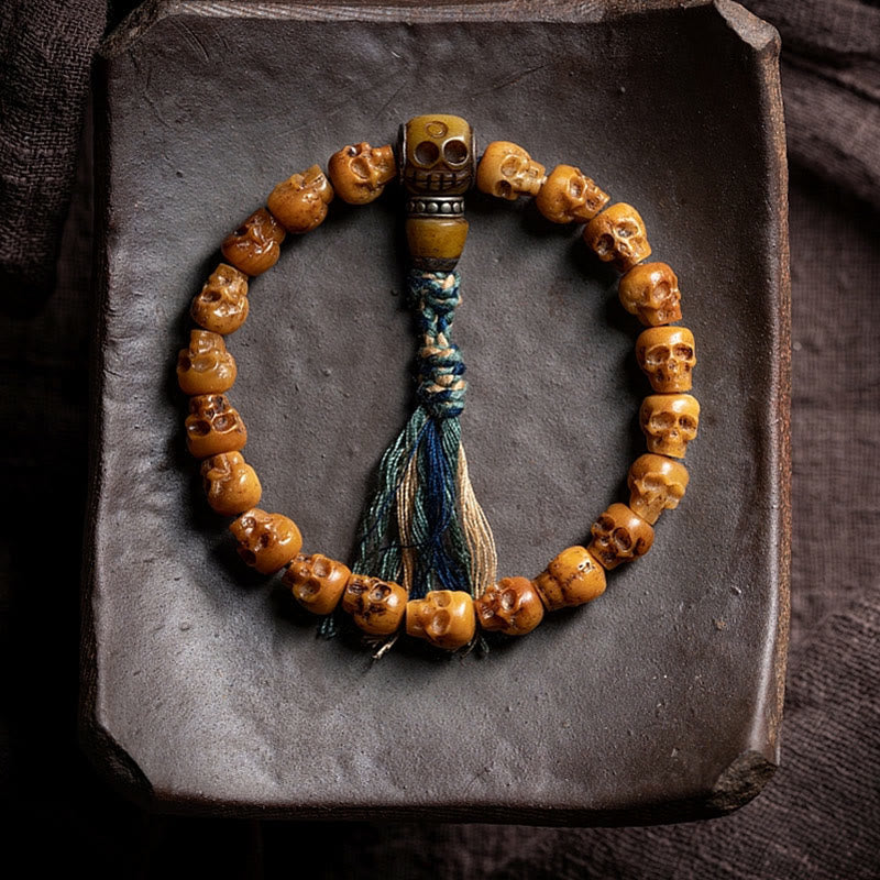 KarmaRipple's Tibetan Yak Bone The Lord Of The Corpse Forest Pattern Strength Bracelet p1