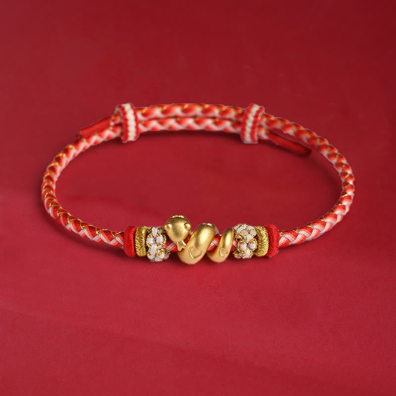 KarmaRipple's 999 Sterling Silver Gradient Red String Year Of The Snake Fortune Woven Bracelet p1