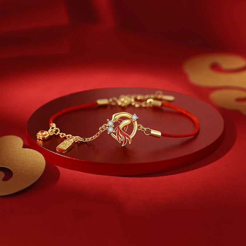 KarmaRipple's Red String 925 Sterling Silver Bronze Coin Koi Fish Year Of The Snake Fortune Bracelet p1