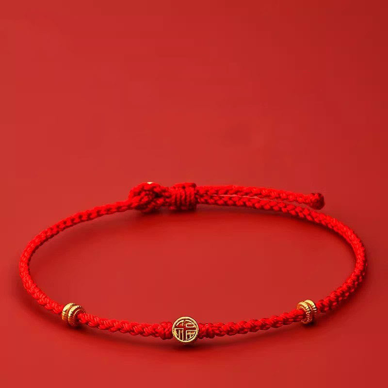 KarmaRipple's Handmade Woven Red String 925 Sterling Silver Fu Character Fortune Bracelet p1