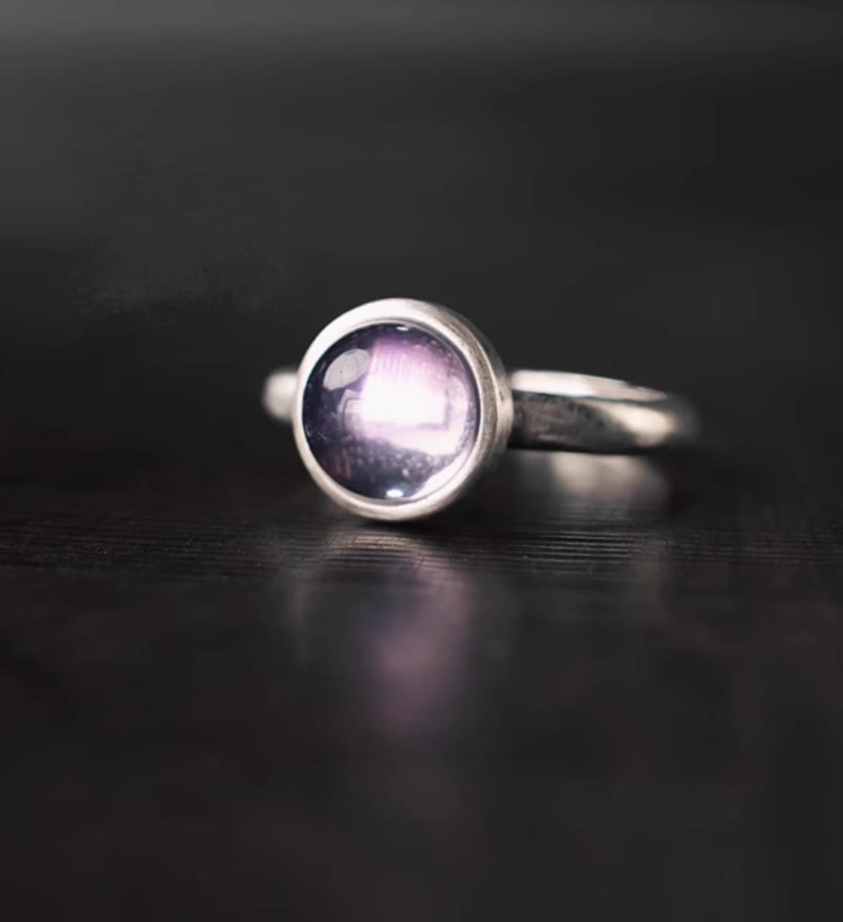 KarmaRipple's Authentic 925 Sterling Silver Amethyst?Adjustable Balance Ring p1