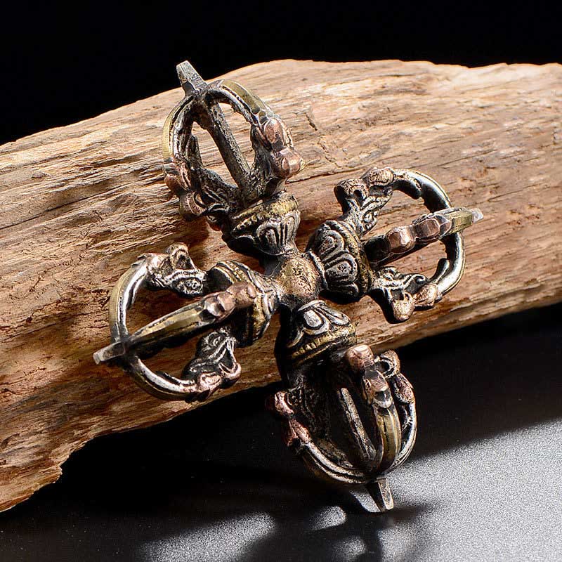 KarmaRipple's Tibetan Handmade 5 Prong Double Dorje Bronze Iron Thunderbolt Strength Vajra p1