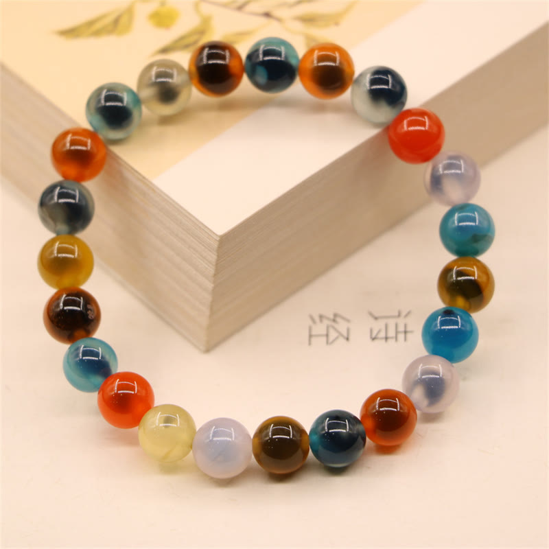 KarmaRipple's Colorful Candy Agate Balancing Strength Bead Bracelet p1
