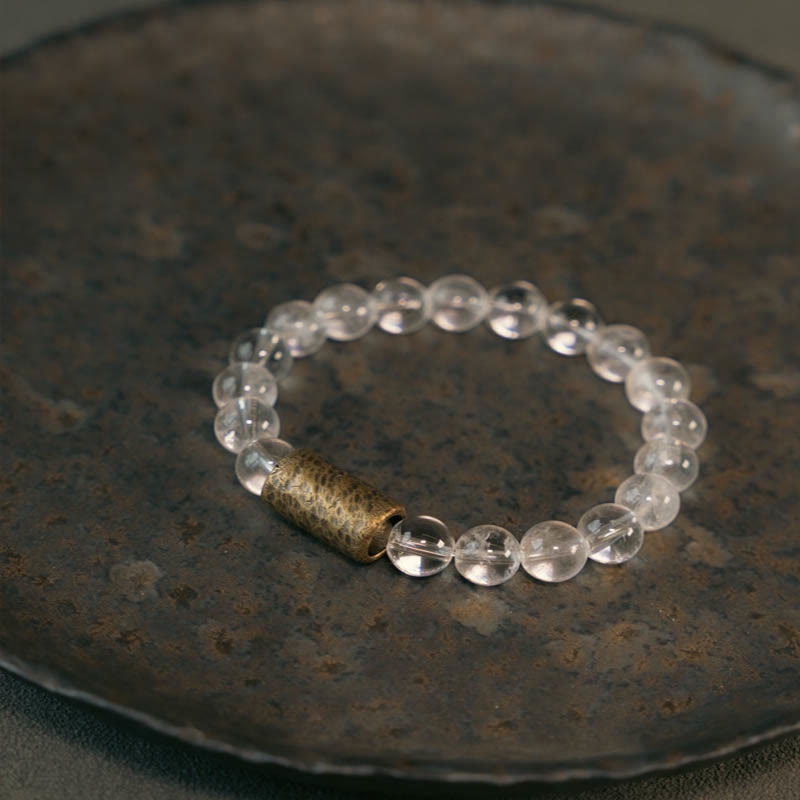 KarmaRipple's Ivory Gemstone Red Hematoid Quartz Gold Rutilated Quartz Purple Phantom Protection Bracelet p1