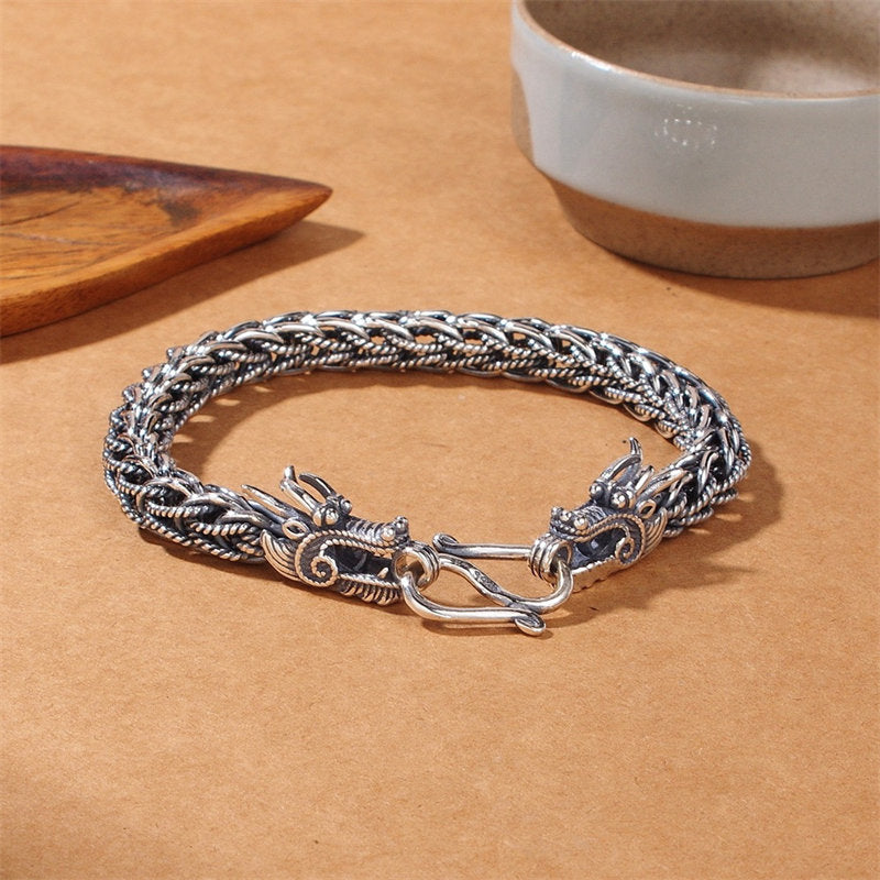 KarmaRipple's 925 Sterling Silver Dragon Success Strength Bracelet Bangle p1
