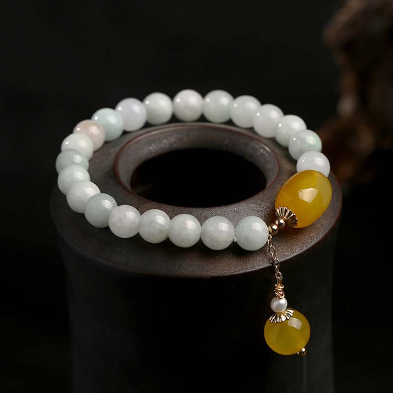 KarmaRipple's Authentic Ivory Jade Agate Protection Bracelet p1