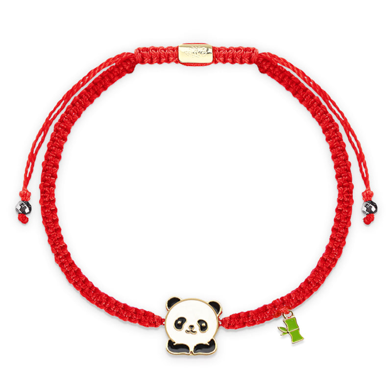 KarmaRipple's Tibetan Handmade Panda Bamboo Fortunate Red String Bracelet ( p1