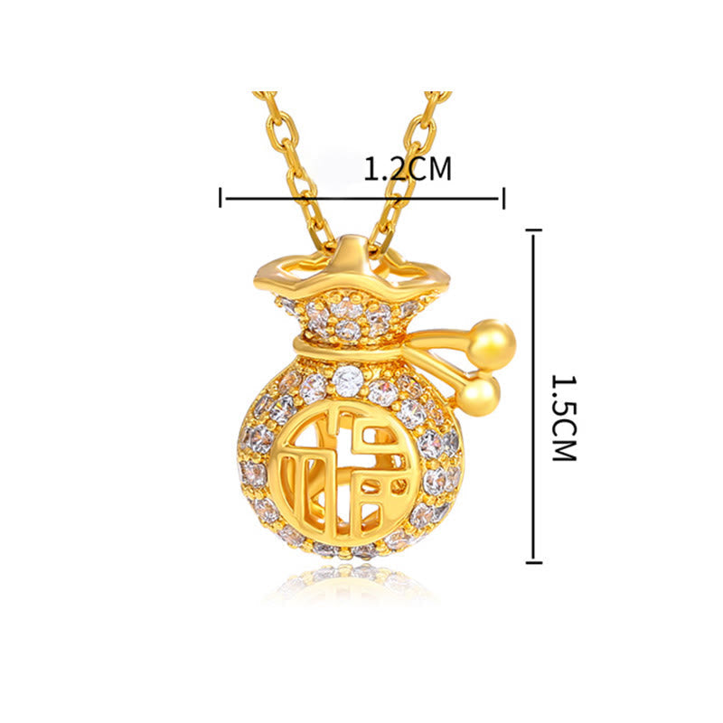 KarmaRipple's 24K Gold Plated Fu Character Fortune Money Bag Pendant Necklace p8