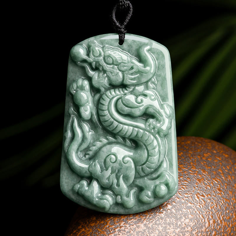 KarmaRipple's Year of the Dragon Chinese Zodiac Dragon Jade Success Amulet Pendant Necklace p1