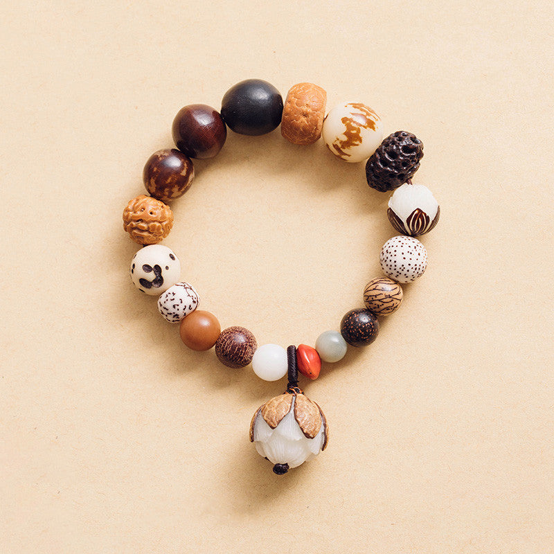 KarmaRipple's Bodhi Seed Lotus Wisdom Peace Wrist Mala Bracelet p1