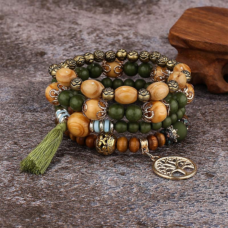 KarmaRipple's Wenge Wood Layered Tree Tassel Balancing Bracelet p1