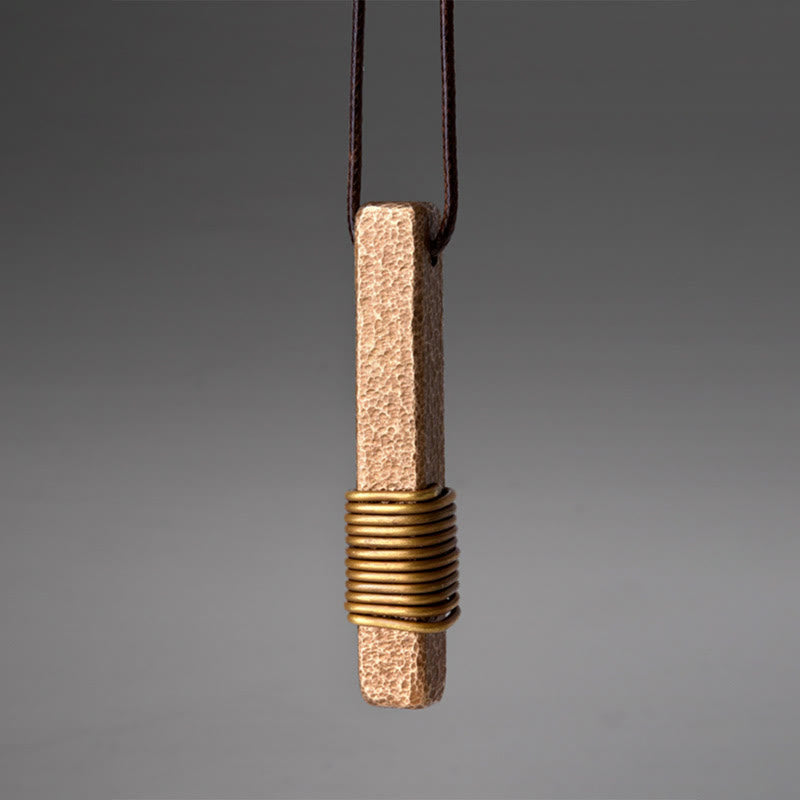 KarmaRipple's Vintage Textured Design Bronze Wealth Pendant Necklace p1