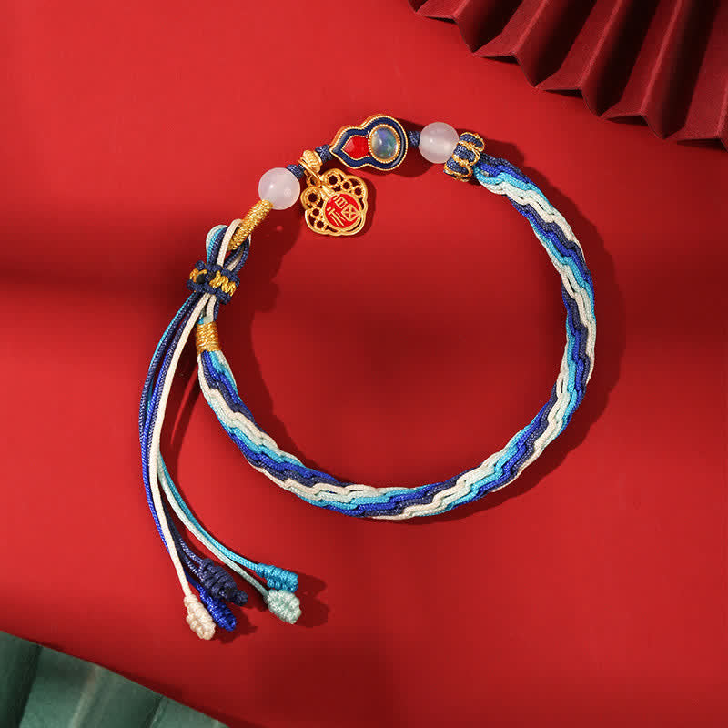 KarmaRipple's 925 Sterling Silver Handmade Gourd Blessing String Reincarnation Weave Bracelet p1