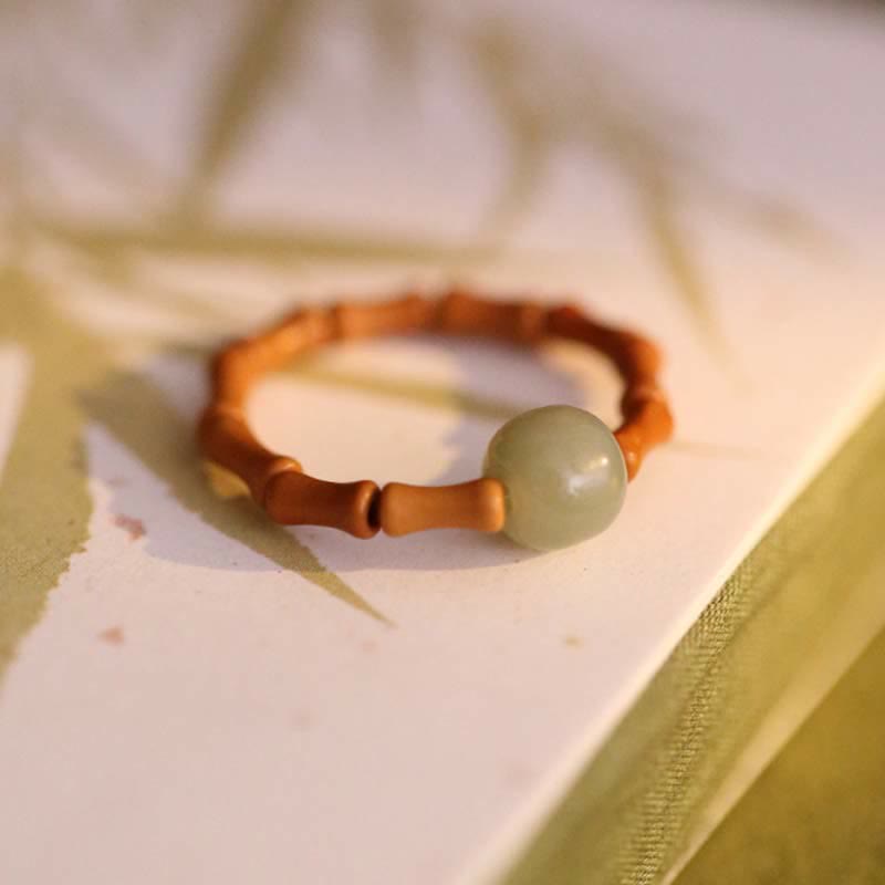 KarmaRipple's Hetian Jade Beaded Bamboo Prosperity Fortune Ring p1