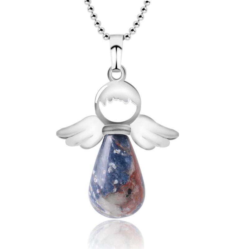 KarmaRipple's Little Angel Wings Authentic Gemstone Fortune Pendant Necklace p1