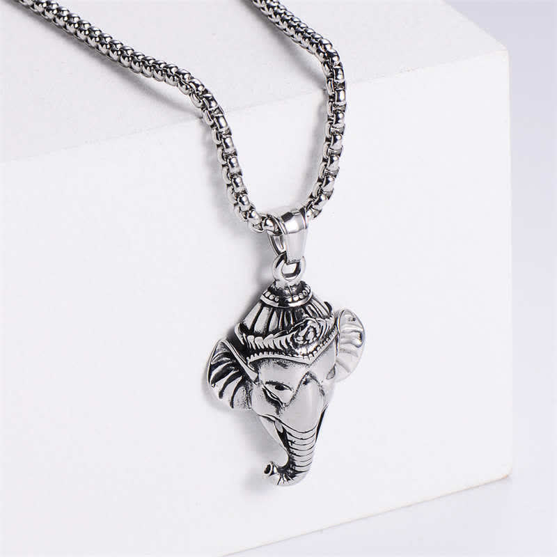 KarmaRipple's Ganesh Ganpati Elephant Titanium Steel Protection Necklace Pendant p1