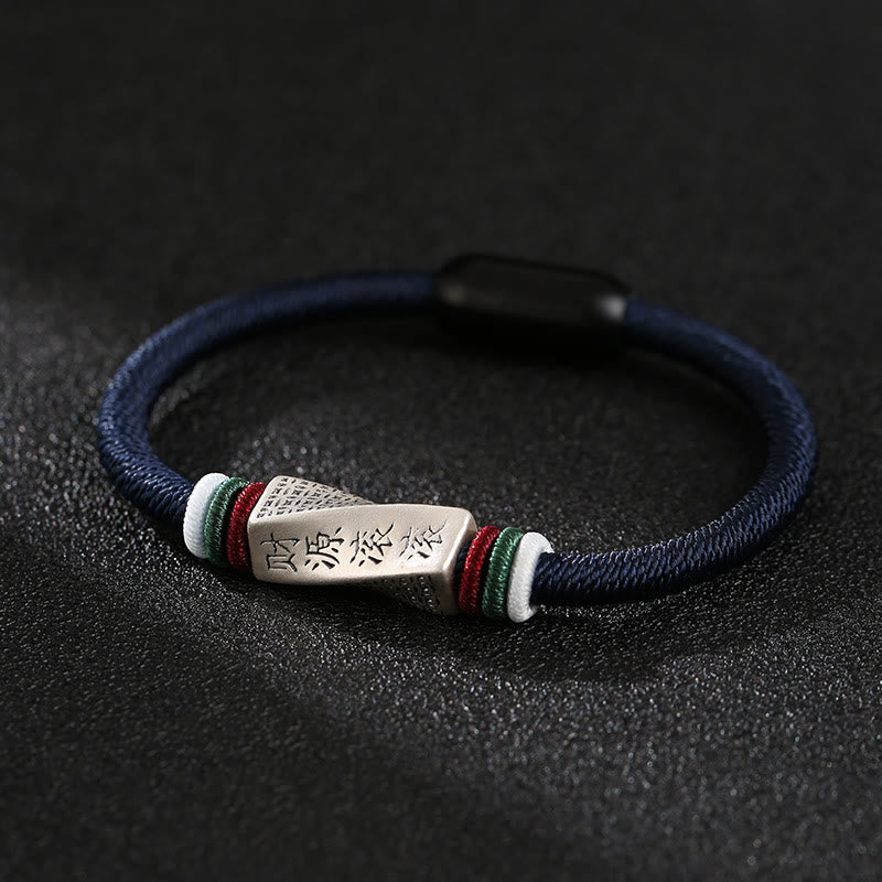 KarmaRipple's 999 Sterling Silver Profits Pouring In From All Sides Handmade Blessing String Buckle Bracelet p1