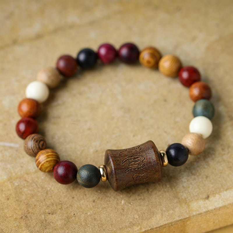 KarmaRipple's Tibet Multicolored Sandalwood Om Mani Padme Hum Protection Bracelet p1