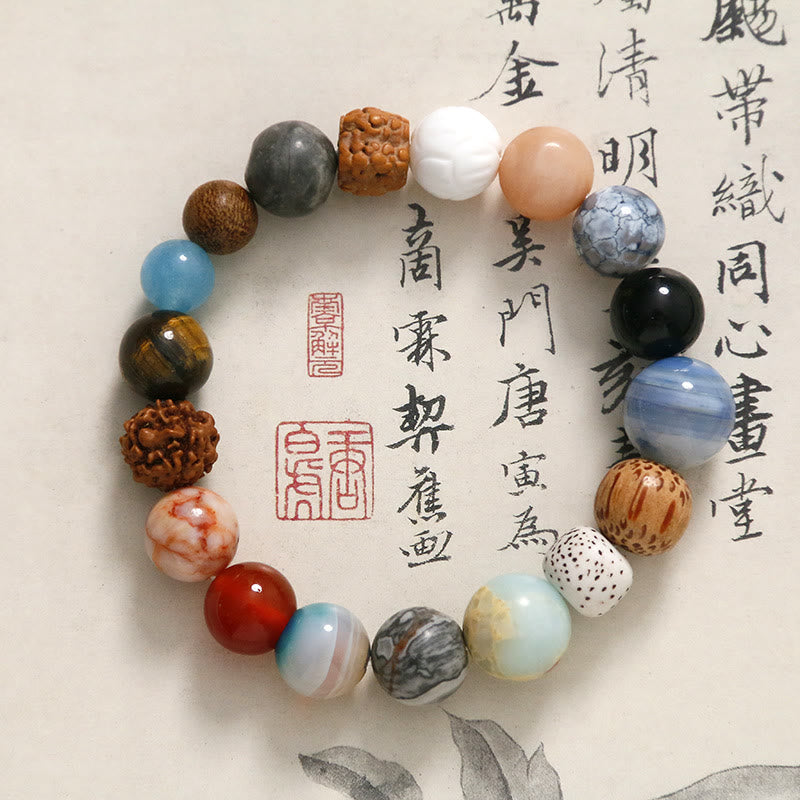KarmaRipple's Authentic Bodhi Seed Gemstone Stone Agate Keep Away Evil Spirits Bracelet p1