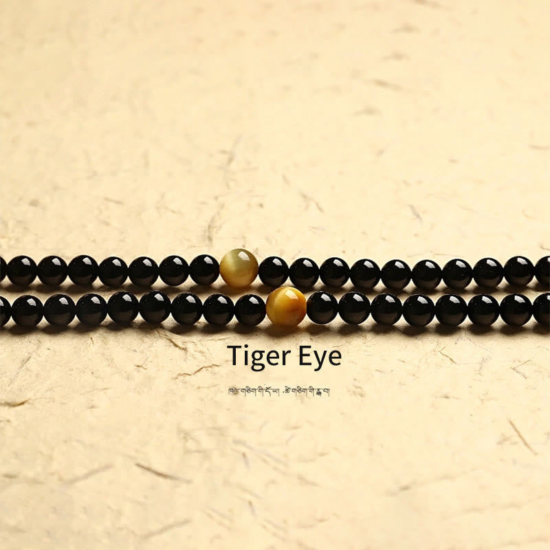 KarmaRipple's Tibetan 108 Mala Beadwork Black Onyx Three-eyed Dzi Beadwork Protection Bracelet p8