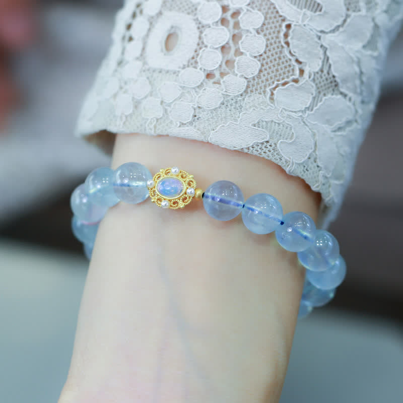 KarmaRipple's Authentic Aquamarine Red Agate Pearl Beadwork Balancing Talisman Bracelet p5