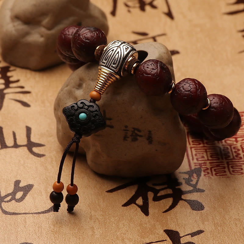 KarmaRipple's Tibetan Bodhi Seed Agate Bead Fortune Wealth Tassel Talisman Wrist Mala p6