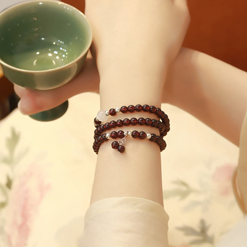 KarmaRipple's 925 Sterling Silver Authentic Garnet Cat Eye Protection Triple Wrap Bracelet p11