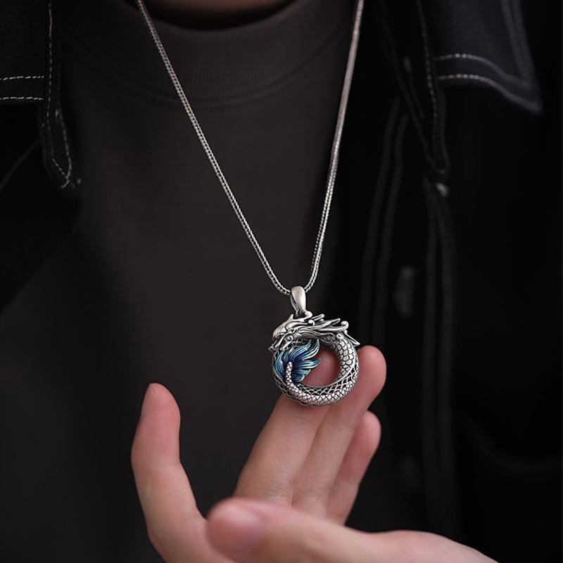 KarmaRipple's 999 Sterling Silver Year Of The Dragon Auspicious Peace Buckle Carved Success Pendant Necklace p13