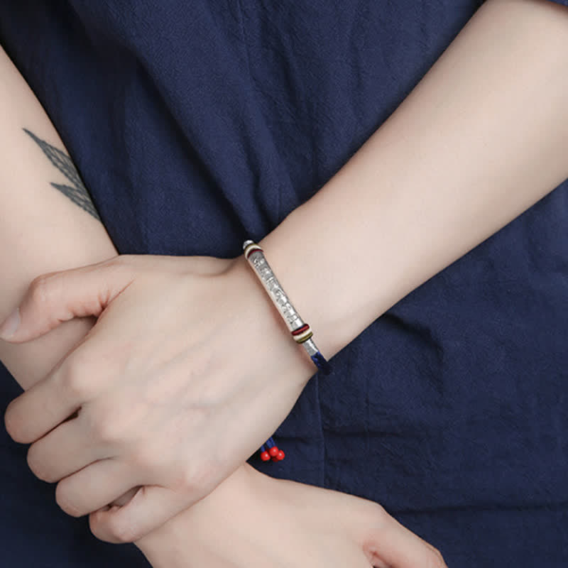 KarmaRipple's 999 Sterling Silver Om Mani Padme Hum Protection Strength String Bracelet p23