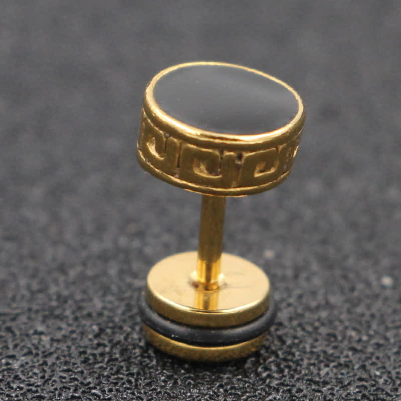 KarmaRipple's Cool Men Titanium Steel Balance Round Stud Earrings p17