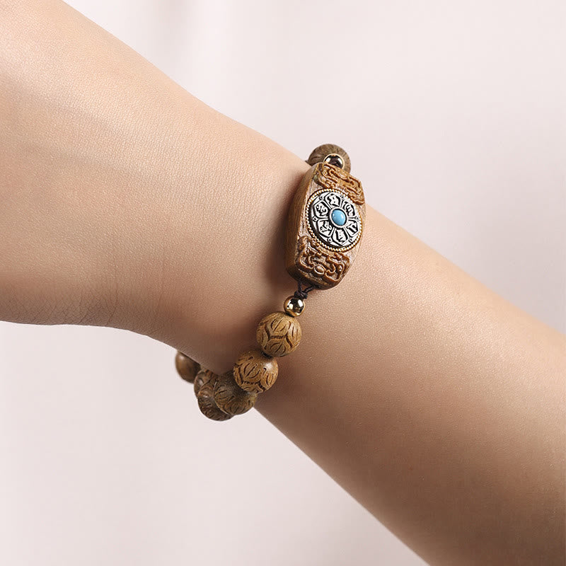 KarmaRipple's Green Sandalwood Ebony Wood Sandalwood Om Mani Padme Hum Soothing Bracelet p13