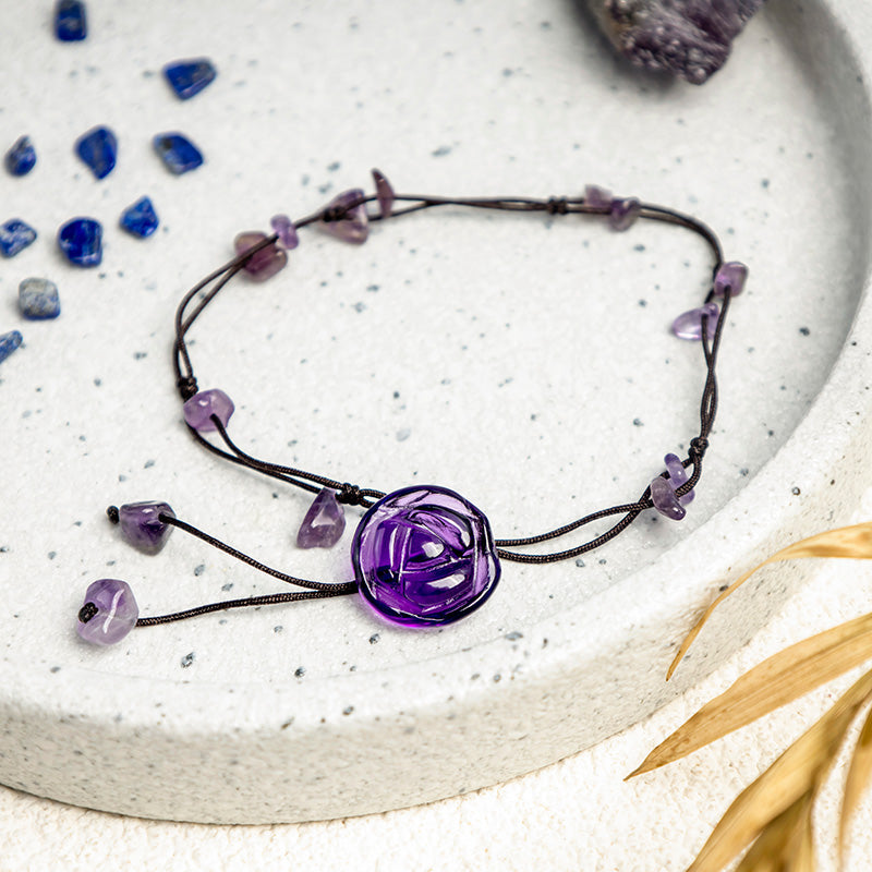 KarmaRipple's Amethyst Pink Gemstone Green Aventurine Rose Inner Peace Balancing Anklet p4