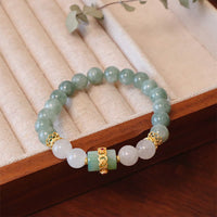 KarmaRipple's Single Double Layer Jade Peace Buckle Fortune Bracelet