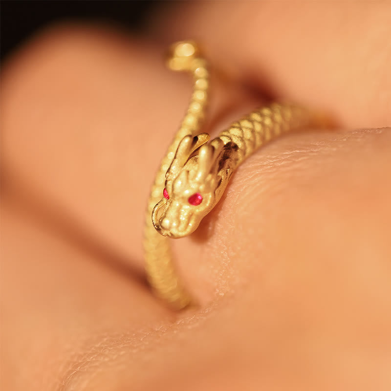 KarmaRipple's 925 Sterling Silver Vintage Year of the Dragon Fortune Protection Strength Adjustable Ring p9