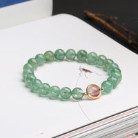 KarmaRipple's Authentic Green Strawberry Quartz Soothing Beaded Bracelet