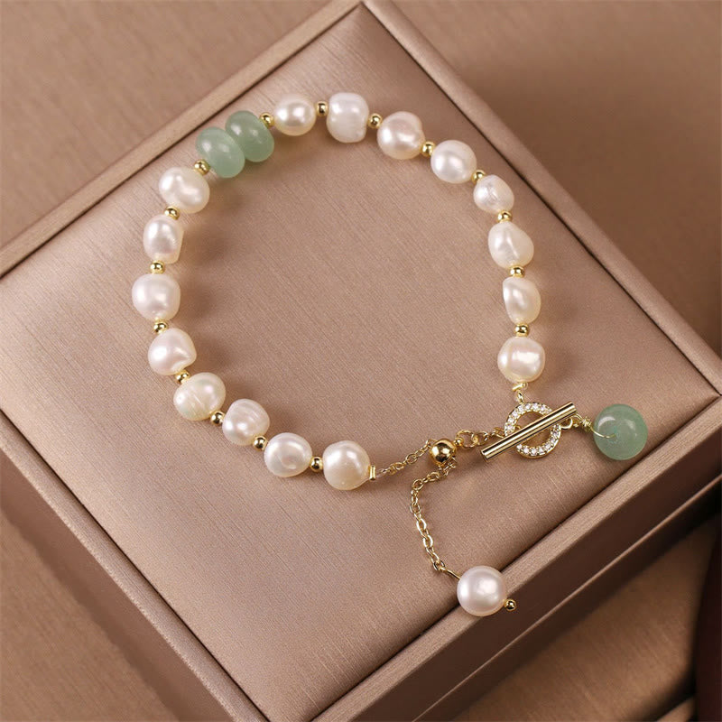 KarmaRipple's Pearl Green Strawberry Quartz Bead Balancing Chain Bracelet p11
