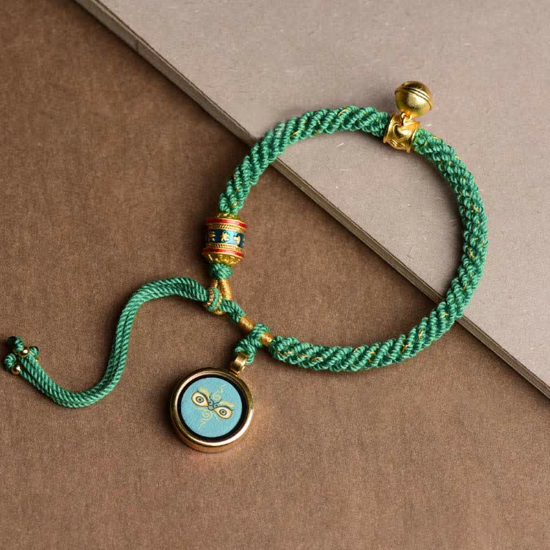 KarmaRipple's Tibetan Five God Of Wealth Thangka Fortune Prayer Wheel Bell Braid String Bracelet p16