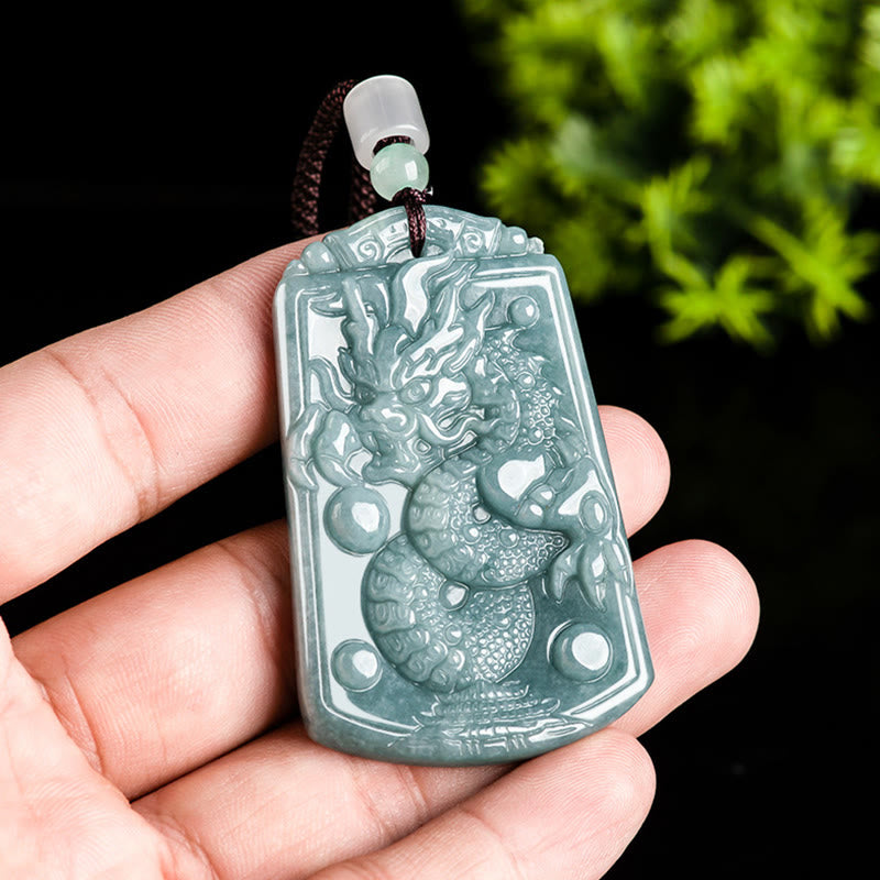KarmaRipple's Year Of The Dragon Chinese Zodiac Dragon Travels The World Jade Strength Pendant Necklace p4