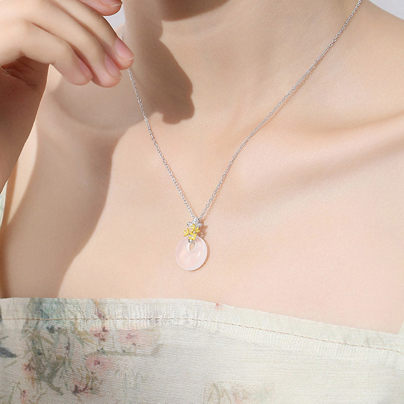 KarmaRipple's 925 Sterling Silver Round Chalcedony Twelve Months Flower Balance Pendant Necklace p24