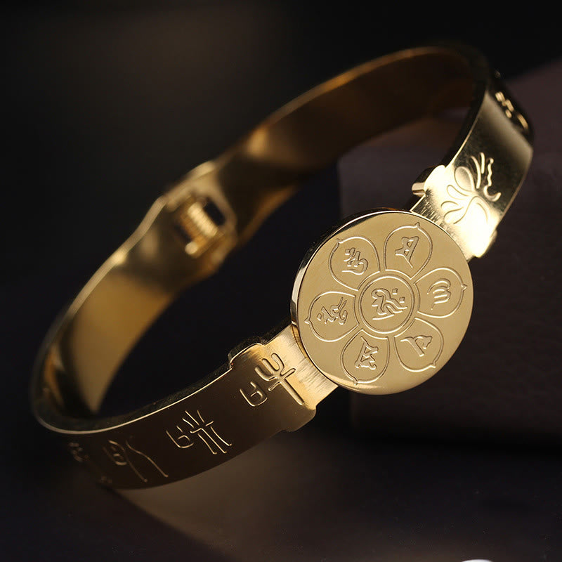 KarmaRipple's Yin Yang Lotus Om Mani Padme Hum Mantra Titanium Steel Balance Bracelet Bangle p3