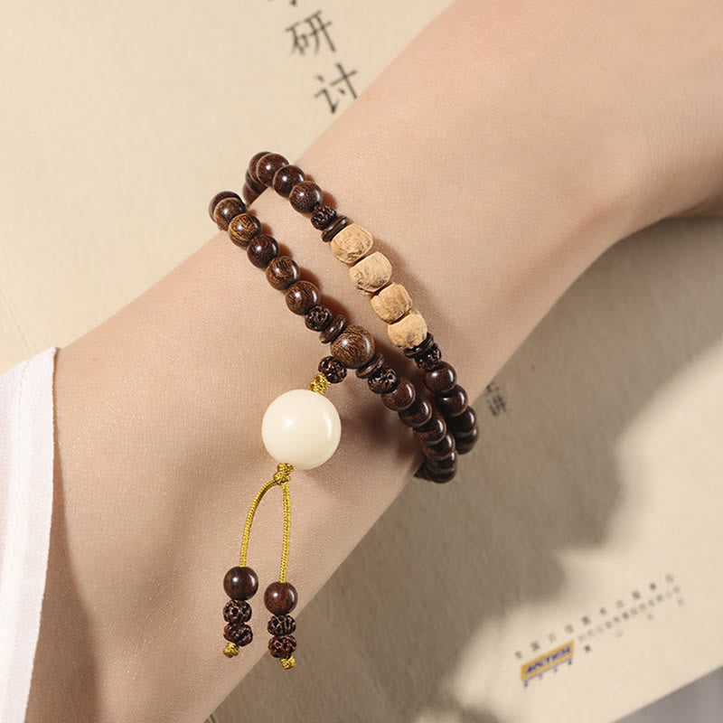 KarmaRipple's Sandalwood Small Leaf Red Sandalwood Bodhi Seed Purification Double Wrap Bracelet p6