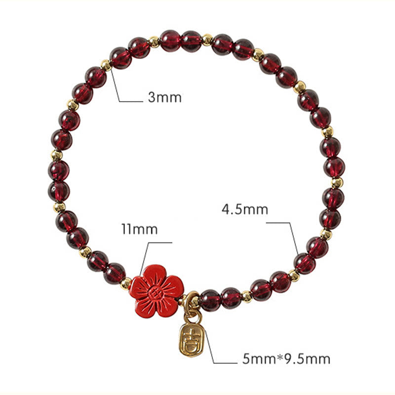KarmaRipple's 14K Gold Authentic Garnet Cinnabar Flower Calm Bracelet p10