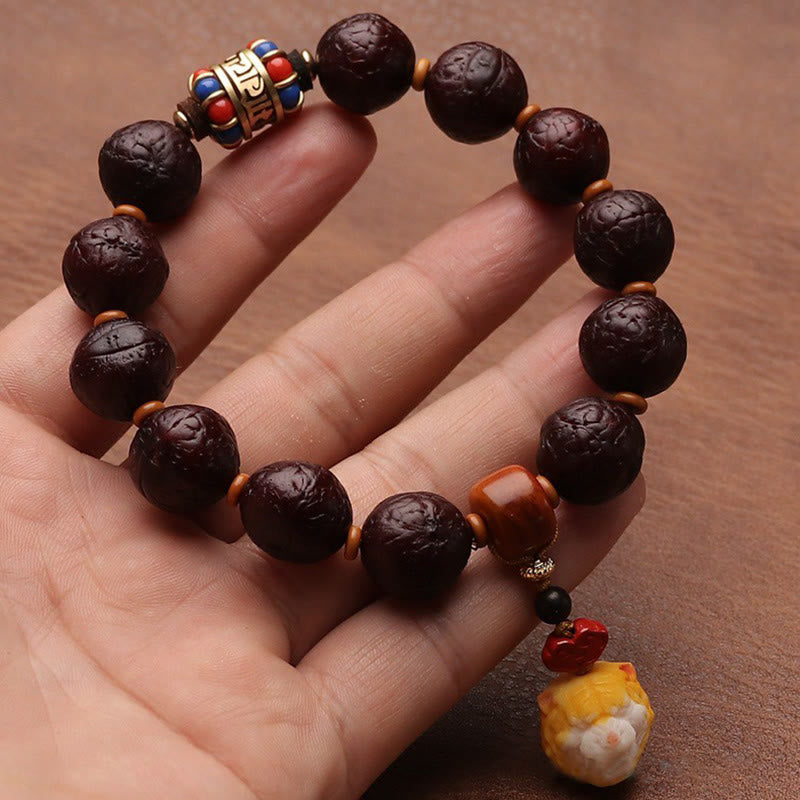 KarmaRipple's Tibetan Bodhi Seed Agate Bead Fortune Wealth Tassel Talisman Wrist Mala p18