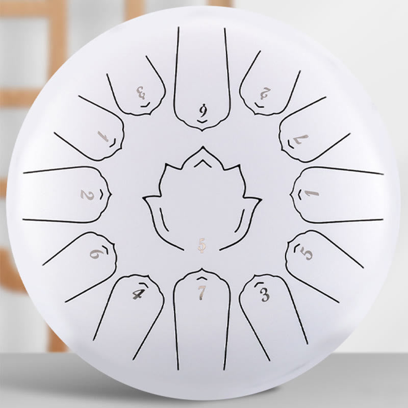 KarmaRipple's Steel Tongue Drum Sound Balancing Mindfulness Lotus Pattern Yoga Drum Kit 13 Note 12 Inch Percussion Instrument p18