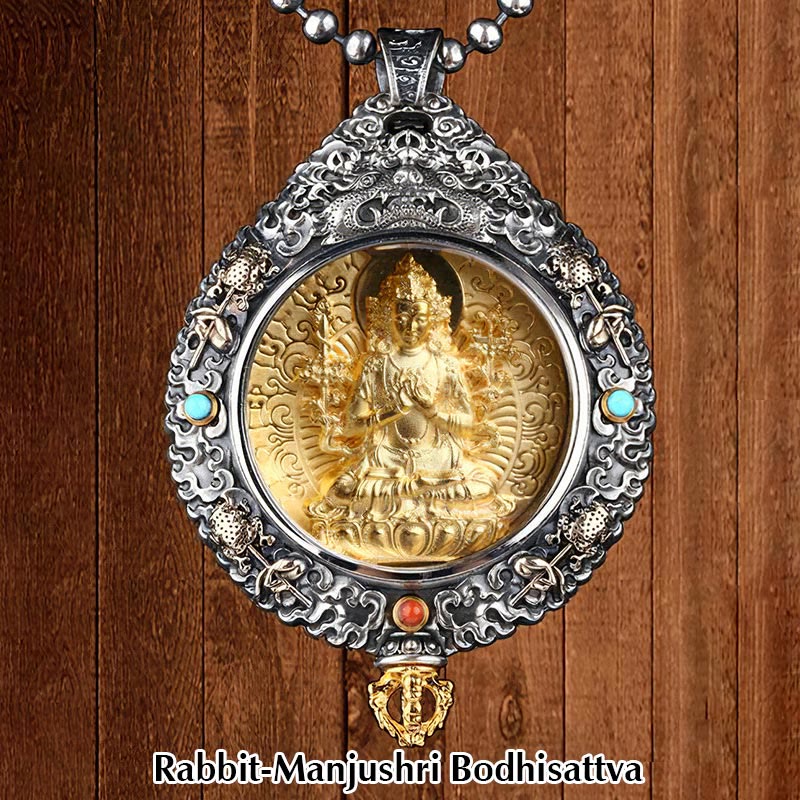 KarmaRipple's Chinese Zodiac Natal Buddha Thangka Nine Palaces Eight Diagrams Wealth Rotatable Pendant Necklace p3