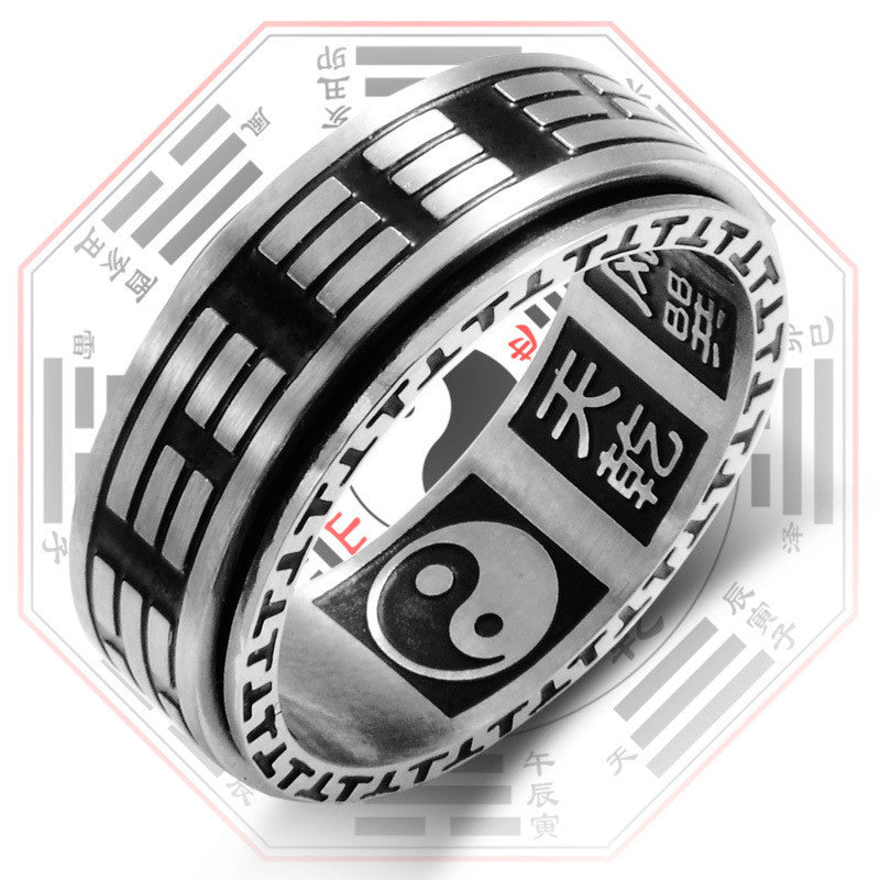 KarmaRipple's Bagua Yin Yang Titanium Steel Balance Rotatable Ring p7
