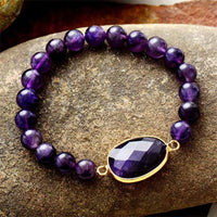 KarmaRipple's Authentic Amethyst Gemstone Balance Marquise Pattern Bracelet