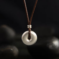 KarmaRipple's 999 Sterling Silver Round Peace Buckle Protection Pendant Necklace
