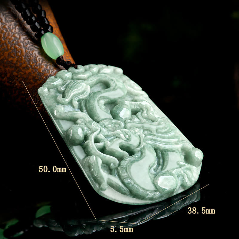 KarmaRipple's Year Of The Dragon Chinese Zodiac Dragon Soaring Jade Protection Bead Chain Pendant Necklace p8