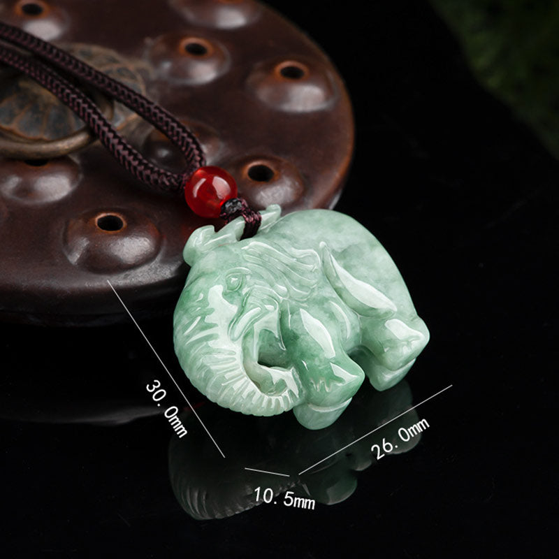 KarmaRipple's Elephant Jade Fortune Strength Pendant String Necklace p5